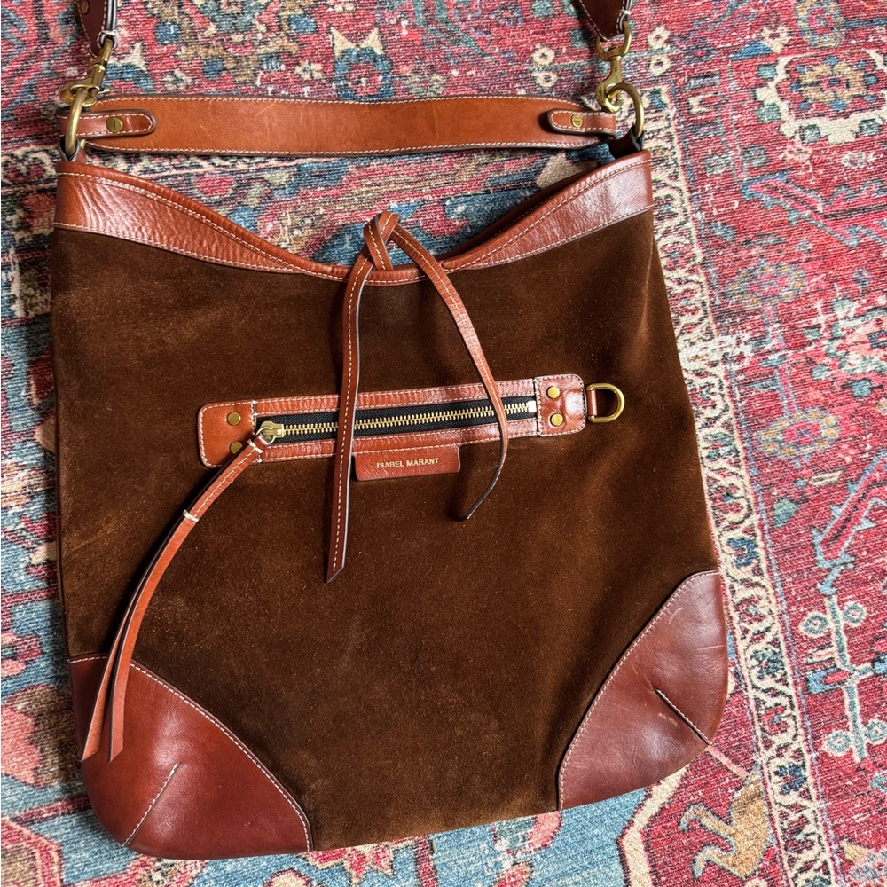 Isabel Marant Dark Brown Suede & Leather Shoulder Bag Handbag 👜